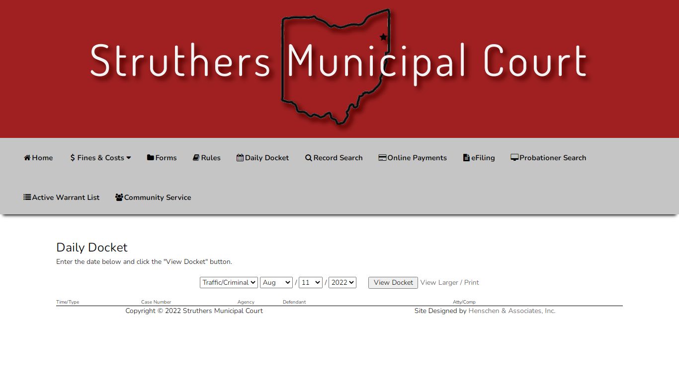 Struthers Municipal Court - Daily Docket